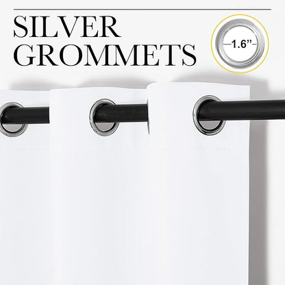NICETOWN Draperies Curtains Panels, 2 Panels, 29 by 40, White, Blocking Out 50% Sunlight Window Treatment Curtains, Grommet Top Small Window Drapes for Bedroom