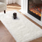 Faux Fur Rug, White Small Fluffy Rug for Sofa Chair Couch Cover 2x4 Feet, Ultra Soft Fuzzy Shag Rug for Bedroom, Indoor Shaggy Plush Floor Carpets Luxury Home Decor for Bedside