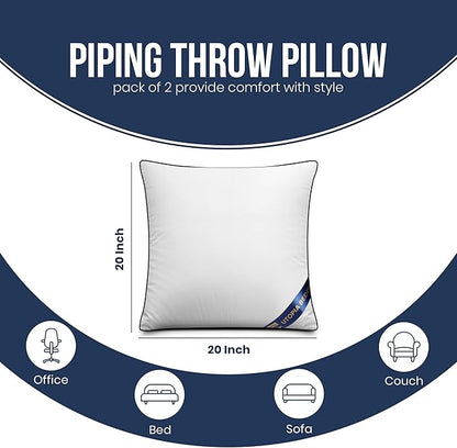 Utopia Bedding Throw Pillow Inserts (Pack of 2, White), 20 x 20 Inches Decorative Indoor Pillows for Sofa, Bed, Couch, Cushion Sham Stuffer