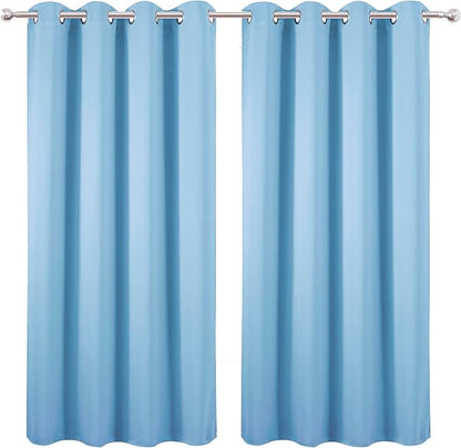 LEMOMO Sky Blue Blackout Curtains 66 x 63 Inch Length/Set of 2 Curtain Panels/Thermal Insulated Room Darkening Blackout Curtains for Bedroom