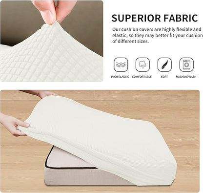 Easy-Going Stretch 3 Pieces Couch Cushion Covers for Sectional Sofa Left/Right L Shape Chaise Lounge Sofa Seat slipcover Anti-Slip Sofa Cover Soft (2 Seater + 1 Chaise, Cream)