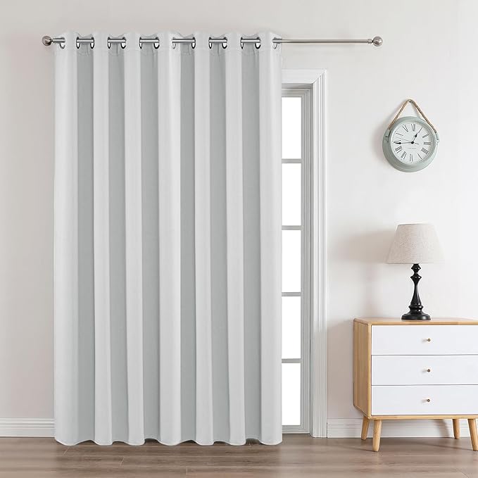 Joydeco White Curtains 90 Inches Long 1 Panel, Thermal Insulated Long Curtains& Drapes 1 Piece, Room Darkening Grommet Drapes for Living Room Bedroom Window (W70 x L90 Inch, Greyish White)
