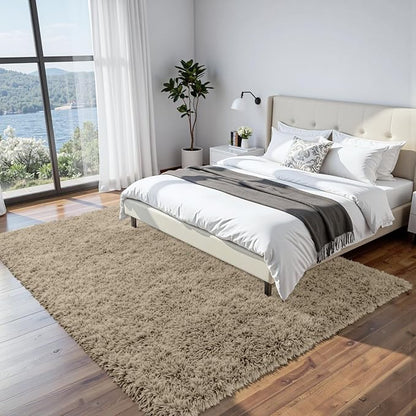 8x10 Area Rugs for Living Room Rug: Soft Fluffy Shag Gray Camel Rugs for Bedroom, Non-Slip Large Fuzzy Plush Rug Indoor Floor Carpet for Nursery Kids Boys Girl Room, Dorms, Playroom, Modern Home Decor