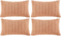 Fancy Homi 4 Packs Peach Decorative Throw Pillow Covers 16x24 Inch for Living Room Couch Bed, Rustic Modern Farmhouse Boho Home Decor, Soft Plush Corduroy Cute Square Accent Cushion Case 40x60 cm