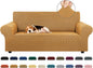 KEKUOU Stretch Loveseat Sofa Cover Slipcover,Couch Covers for 2 Cushion Couch Sofa (55"-78") Furniture Protector Sofa with Elastic Bottom for Kids,Dog. Jacquard Small Checked (Medium,Golden)