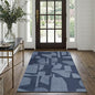 Latte&Fog 3x5 Entryway Rug Indoor, Modern Abstract Washable Area Rug, Boho Non Slip Low Pile Throw Carpet for Indoor Bedroom Bedside, Kitchen, Entry and Living Room - Navy Blue