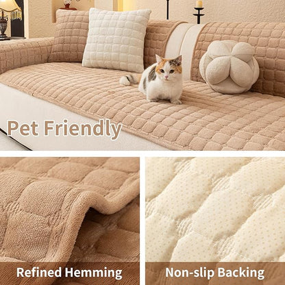 Velvet Couch Covers for Dogs, Dog Sectional Couch Covers, Pet Couchs Cover for Loveseat, Couchs Protector for Dogs, Sectional Sofa Cover for Pet Washable(1PC,Khaki,27.6"×59")