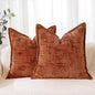 HPUK Fall Chenille Soft Throw Pillow Covers 18x18 Set of 2, Accent Cushion Covers for Living Room, Bedroom, Decorative Solid Color Pillow Covers for Couch, Sofa, Chair, Orange