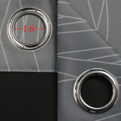 Estelar Textiler Full Room Darkening Greyish White and Grey Blackout Curtains for Living Room, Ombre Thermal Insulated Full Light Blocking Grommet Gray Blackout Drapes for Bedroom, 42Wx72L, 2 Panels