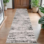 Lansny Modern Abstract Hallway Runner Rug, White Black Grey Taupe Washable Kitchen Runner Non-Slip Soft 2x8 Runner Rug Thin Print Faux Wool Carpet for Entryway Bedroom Laundry Room Indoor Home Decor