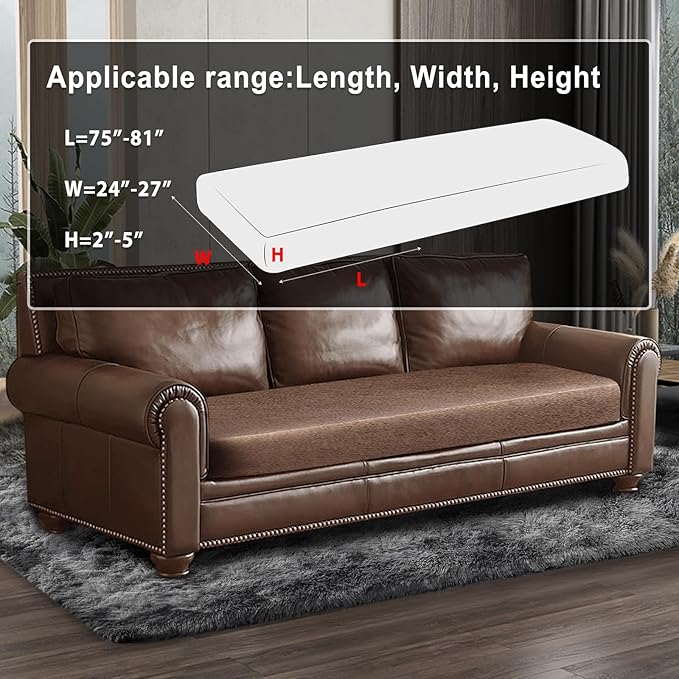 Leather Look Couch Cushion Covers Sofa Seat Slipcovers Sets Couches Furniture Protector for Sectional Armchair Loveseat Pets Kids Stretch Spandex Fabric (1 Cushion XL Sofa, Brown)