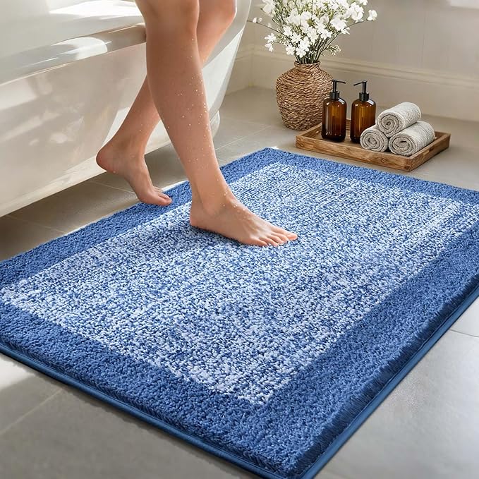 48x32 Large Bathroom Rugs Washable Non Slip, Blue Bath Mat for Bathroom Floor Tub, Soft Absorbent Quick Dry Mats for Shower, Bathtub,Home Decor