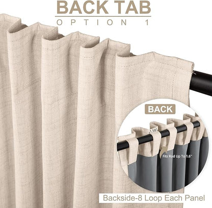 100% Blackout Shield Linen Blackout Curtains for Bedroom 72 Inches Long, Back Tab/Rod Pocket Living Room Drapes, Thermal Insulated Blackout Curtains 2 Panels Set, 50" W x 72" L, Beach Sand