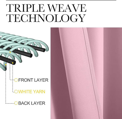 NICETOWN Window Curtains Blackout Drapes, Rouge Pink, 1 Pair, 52 by 84-Inch, Thermal Insulated Solid Rod Pocket Blackout Curtains/Draperies for Living Room