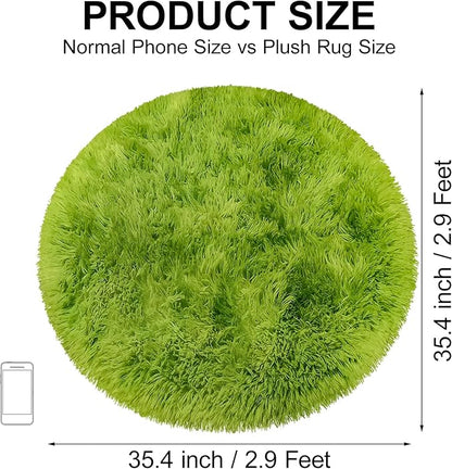 Tie Dye Green Round Rugs Small 3x3 ft Fluffy Circle Rug Furry Carpet Shaggy Circular Fuzzy Plush Area Rug for Girls Bedroom Kids Room Living Room Nursery Cute Room Decor Pet mat Doormat