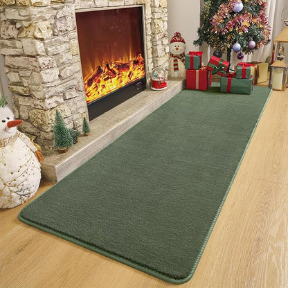 Amearea Modern Soft Hallway Runner Rug, 2x6 Fluffy Bedroom Bedside Rugs, Washable Long Runner Rugs for Hallway, Non Slip Memory Foam Rug Carpet for Entrance Kitchen Living Room Decor, Sage Green