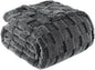 Exclusivo Mezcla Fleece Throw Blanket for Couch,Super Soft and Warm Lightweight Checkered Pattern Blankets for All Seasons, 50x60 Inches, Dark Grey