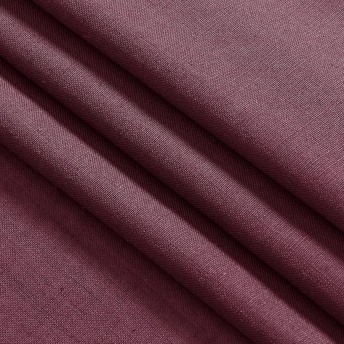 Nanspring Burgundy Linen Curtains for Living Room 100 Inches Long Light Filtering Semi Sheer Curtain Back Tab Vintage Boho Decor Elegant Luxury Drapes for Bedroom Dinner Room 52x100, 2 Panels