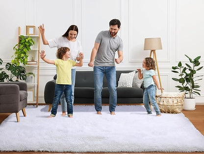 ONASAR White 8x10 Area Rugs for Living Room, Large Fluffy Shag Bedroom Rug, Soft Plush Thick Shaggy Big Floor Carpet for Kids Boy and Girls Teen Dorm Nursery Indoor Home Decor Aesthetic