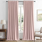 MIULEE 100% Blackout Linen Curtains for Bedroom, Pink Solid Luxury Decor Thermal Insulation Room Darkening Drapes for Living Room Nursery Back Tab Rod Pocket 42 x 96 Inches, 2 Panels