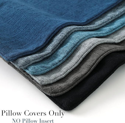 HPUK Linen Throw Pillow Covers Pack of 2, 18x18 Inch Accent Cushion Covers for Living Room, Bedroom, Decorative Solid Color Pillow Covers for Couch, Sofa, Chair, Grey