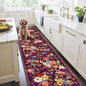 Floral Hallway Runner Carpet Non-Slip, 2x10 Washable Rug Ultra-Thin Soft for Hallways, Kitchen Mat Stain Resistant for Entryway Bathroom (2 x 10, Purple Lawn)