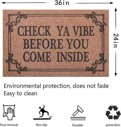 Front Door Indoor Outdoor Entrance Doormat Brown Rubber Welcome Door Mat Come Inside This House Doormat Anti Slip Easy to Clean Corridor Patio Entry Mat 36" x 24"