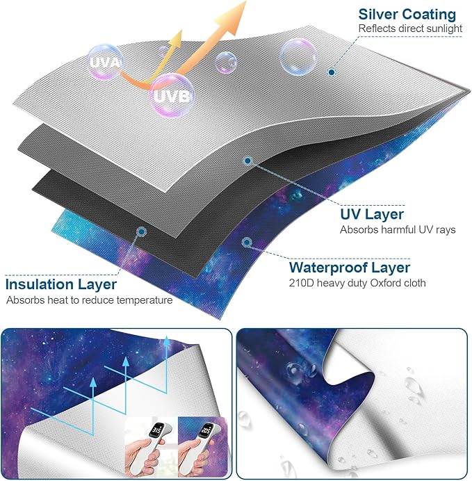 100% Blackout Curtains for Bedroom, Portable DIY Window Blinds, No Drill Window Shades & Blackout Blinds with Stickers & Tabs for Travel, Dorm Room, Media Room (Starry Sky, 157" x 57")