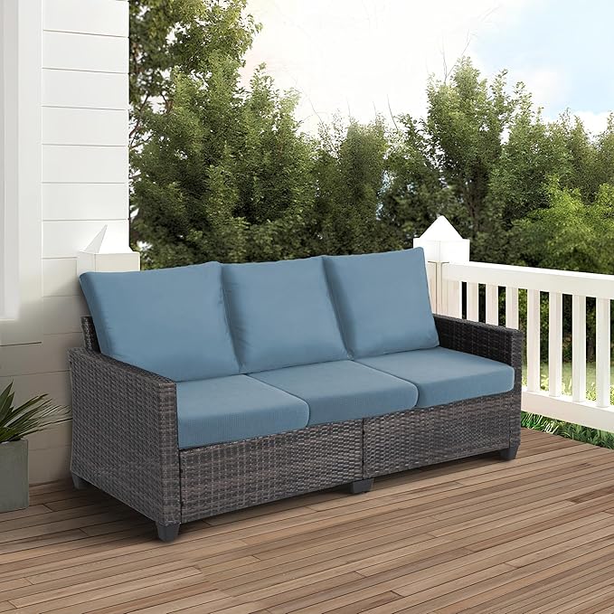 Water Repellent Sofa Seat Slipcovers Stretch Cushion Covers, Seaters Replacement for Furniture Protector, Soft Flexibility with Elastic Bottom (Medium, Dusty Blue)