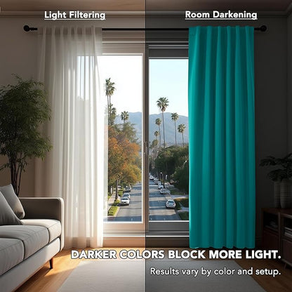 Deconovo Blackout Curtains, Thermal Insulated, W42 x L95 2 Panels, Back Tab, Machine Washable, Room-Darkening Drapes for Bedroom/Living Room Turquoise