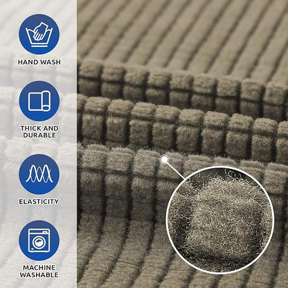KEKUOU Stretch Single Sofa Slipcover 1 Piece Couch Sofa Cover (31"-55") Furniture Protector 1 Seater Sofa with Elastic Bottom for Kids,Pet.Jacquard Small Checked Pattern Fabric(Small,Khaki)