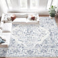 8x10 Area Rugs for Living Room: Washable Rug Vintage Large Rugs Soft Non Slip Low Pile Rug Floral Distressed Floor Carpet for Bedroom Kitchen Nursery Dining Room Home Office (Blue, 8'x10')