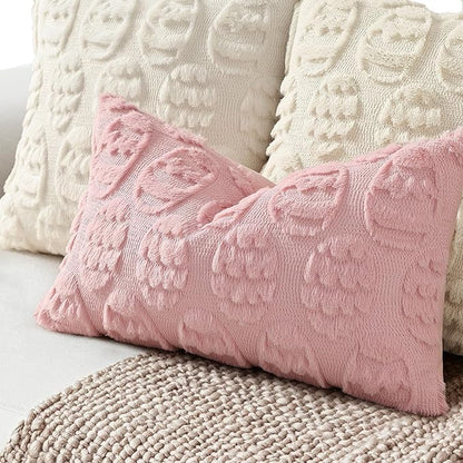 decorUhome Easter Pink Egg Pillow Covers 12x20 Inch Set of 2, Soft Plush Faux Wool Jacquard Cushion Covers, Farmhouse Neutral Fuzzy Spring Easter Holiday Decor for Couch Sofa Bed