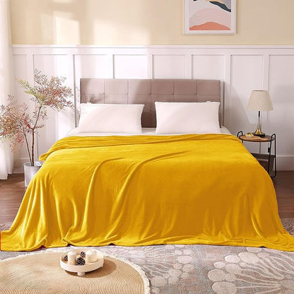 BEDELITE Fleece Blanket King Size Blankets for Bed, Luxury Plush Cozy Fuzzy Blanket 108x90 inches, Super Soft Warm Lightweight Throw Blanket All Seasons Suitable, Yellow
