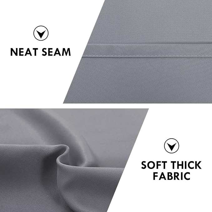 DWCN Blackout Curtains for Bedroom - Thermal Insulated Privacy Energy Saving Rod Pocket Drapes for Living Room, W 38 x L 63 Inch, Grey, Set of 2