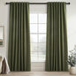 Topfinel Olive Green Linen Blackout Curtains 84 Inch Long for Living Room,Pinch Pleated Drape with Hooks Back Tab Boho Decor, Olive Forest Loden Full Black Out Curtains for Bedroom