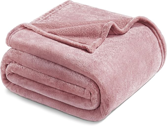 Exclusivo Mezcla Fleece Blanket King Size for Bed, Super Soft and Warm, All Season, Cozy, Plush, Lightweight, 90x104 Inches, Dusty Pink
