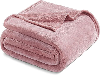 Exclusivo Mezcla Fleece Blanket Twin Size for Bed, Super Soft and Warm, All Season, Cozy, Plush, Lightweight, 90x66 Inches, Dusty Pink