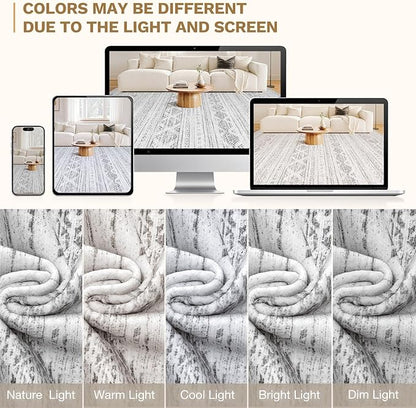 Nakagishi 10x14 Area Rug Living Room: Washable Boho Large Neutral Soft Farmhouse Modern Rugs Stain Resistant Moroccan Non-Slip Indoor Carpet for Bedroom Nursery Kids Office Dining Room- Dark Grey