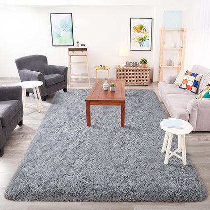 Chicrug Soft Area Rugs for Bedroom Living Room Plush Fluffy Rug 4x6 Feet, Shag Furry Area Rug Carpet Non Shedding for Nursery Children Kids Girls Room Home Decorative, Grey