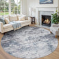 Round Rug 8ft Circle Rug Washable: Carpet Circular Area Rug for Entryway Kitchen Bedroom Dining Room Living Room Large 8 Feet Abstract College Dorm Non Slip Low Pile Blue Grey