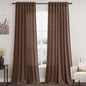 Nanspring Mocha Mousse Curtains 96 Inch Long 2 Panel Set Back Tab Rod Pocket Linen Textured Light Filtering Linen Textured Boho Aesthetic Room Decor for Bedroom and Living Room 8Ft 52x96 Inch