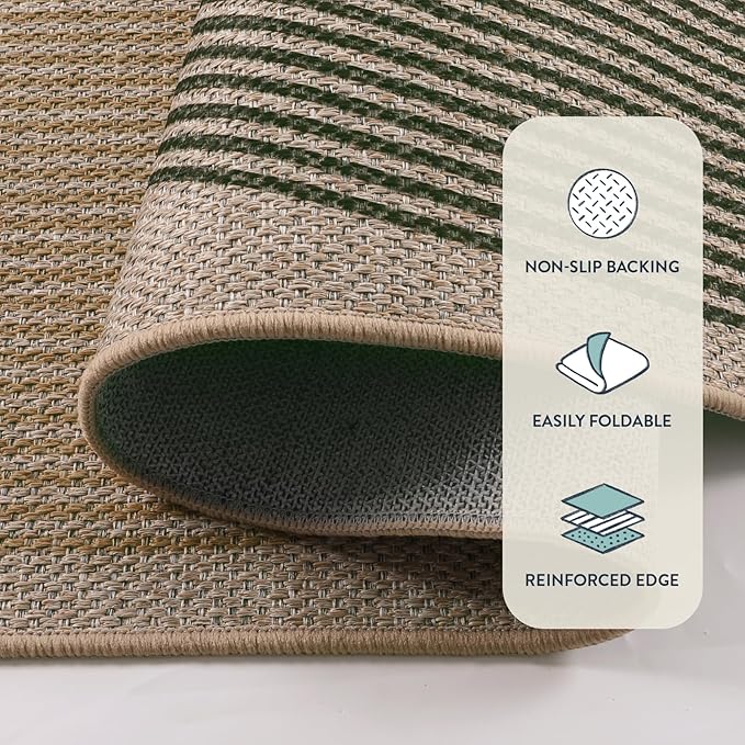 Lahome Enfys Modern Rainbow Outdoor Easy Jute Rug, Area Rugs 9x12 Living Room Patio Rug Large Farmhouse Indoor Outdoor Rugs, Contemporary Non Slip Dining Room Rugs for Under Table Sunroom