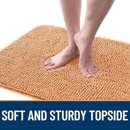 OLANLY Dog Door Mat for Muddy Paws 34x21, Absorbs Moisture and Dirt, Absorbent Non-Slip Washable Doormat, Quick Dry Chenille Mud Mat for Dogs, Entry Indoor Entryway Carpet for Inside Floor, Orange