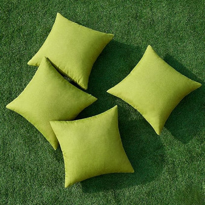 MIULEE Pack of 4 Decorative Outdoor Throw Pillow Covers Linen Waterproof Pillow Covers Spring Farmhouse Cushion Cases for Patio Garden Tent Balcony Couch Sofa 18x18 inch Moss Green