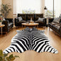 AROGAN Premium Faux Zebra Hide Rug 4.6 x 5.2 Feet, Sturdy and Large Size Bear Print Rugs, Suitable for Bedroom Living Room Western Decor, Faux Fur Animal Carpet, Black and White