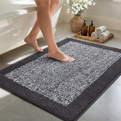 48x32 Large Bathroom Rugs Washable Non Slip, Dark Grey Bath Mat for Bathroom Floor Tub, Soft Absorbent Quick Dry Mats for Shower, Bathtub,Home Decor