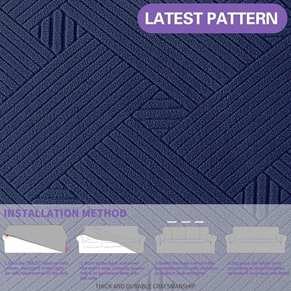 ZNSAYOTX Super Stretch Couch Cover (72"-92"), New Striped Sofa Covers Fitted Slipcovers with Elastic Bottom, Dog Cat Pets Proof Spandex Fabric Comfortable & Durable (Navy Blue, Sofa)