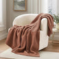 EVERGRACEHOME Chunky Chenille Knit Throw Blanket for Couch, Soft Luxurious Moss Stitch Blankets for Bed, Cozy Decorative Farmhouse Knitted Throws for Sofa, Terracotta Clay, 60" x 80"