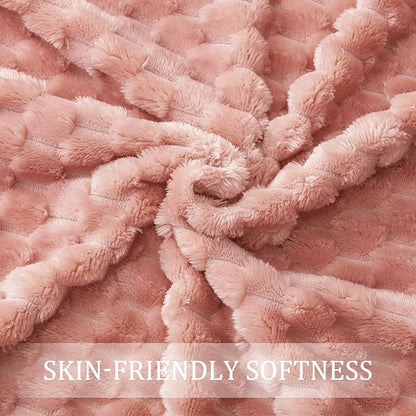 Exclusivo Mezcla Fleece Twin Blanket for Bed, Extra Large Fuzzy Dusty Pink Bed Blankets, Soft Cozy Plush Sofa Throws for All Seasons, 90x66 Inches
